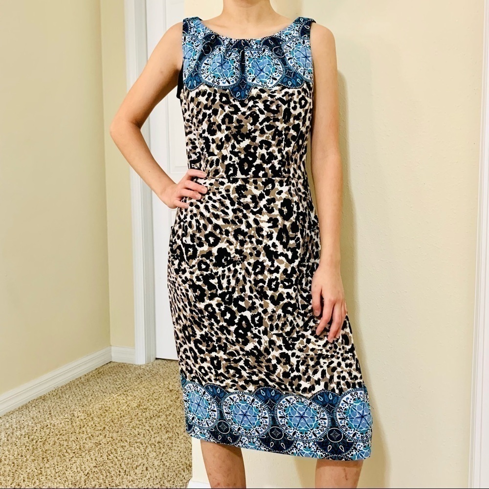 LONDON TIMES leopard medallion pencil dress size 4